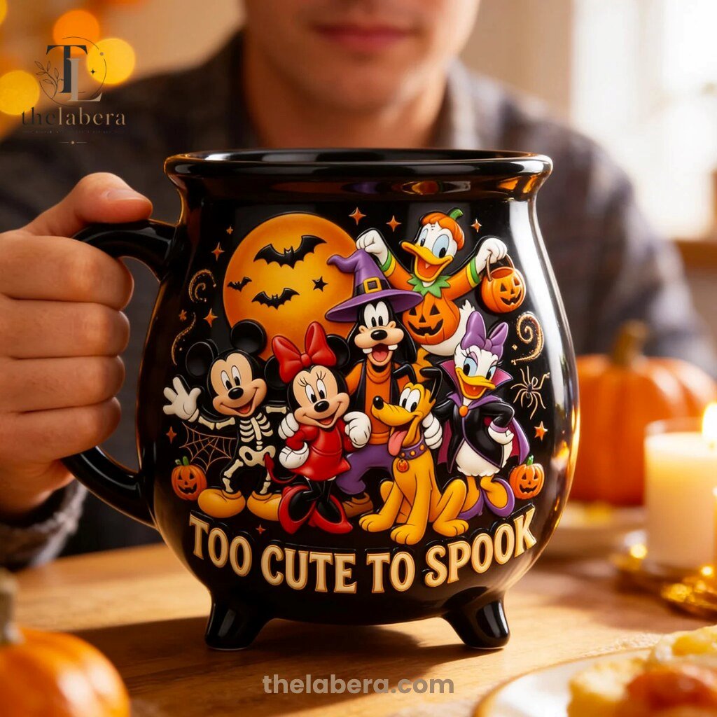 The Labera Too Cute To Spook Disney Halloween Cauldron Mug Black