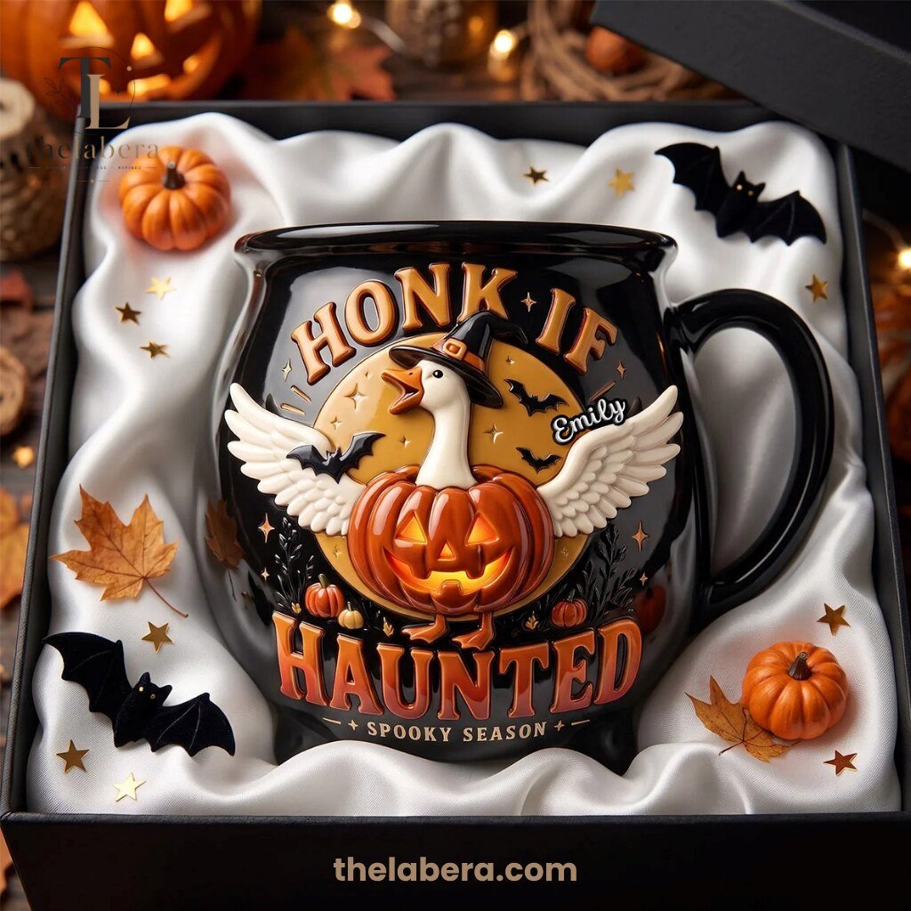 The Labera Emily Honk If Haunted Goose Cauldron Mug Black