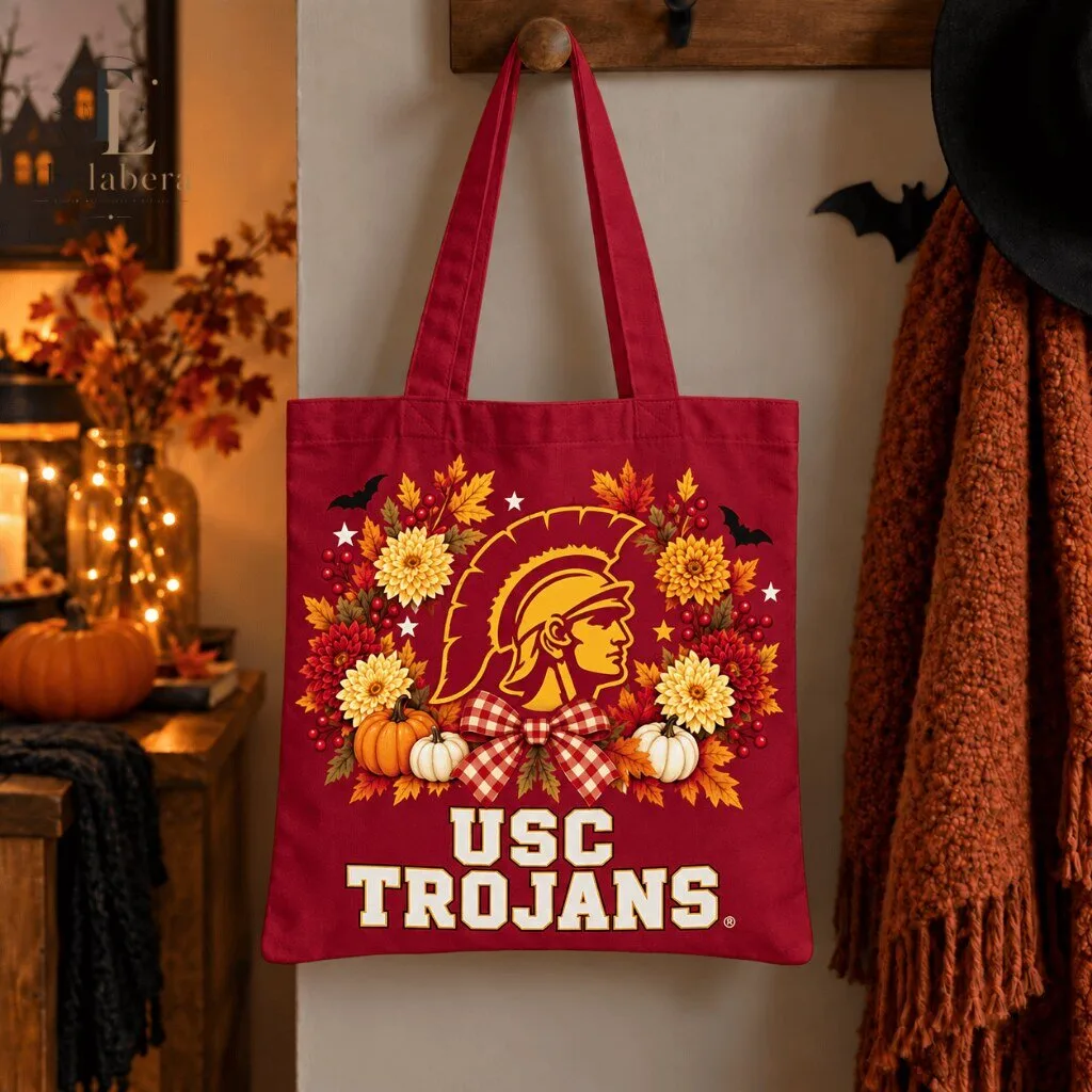 "Autumn Traditions Canvas Tote Bags for Top College Teams" 53 USC Trojans Autumn Traditions Canvas Tote Bag Crimson Red