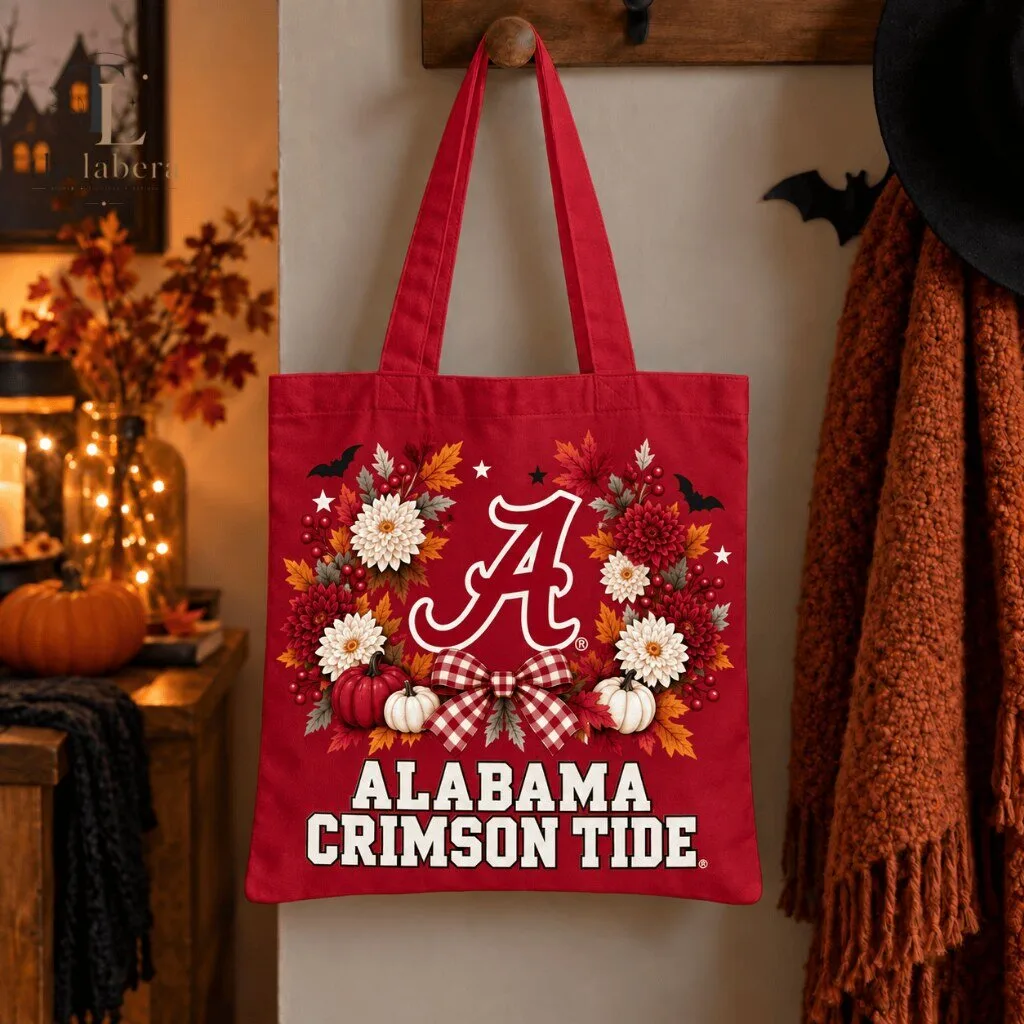 Alabama Crimson Tide Autumn Traditions Canvas Tote Bag Red