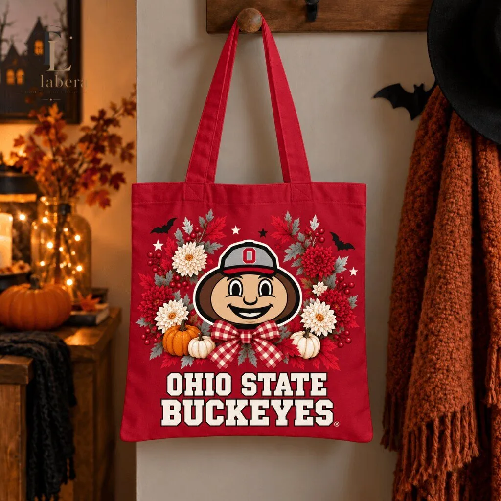 Ohio State Buckeyes Autumn Traditions Canvas Tote Bag Red 1 Ohio State Buckeyes Autumn Traditions Canvas Tote Bag Red