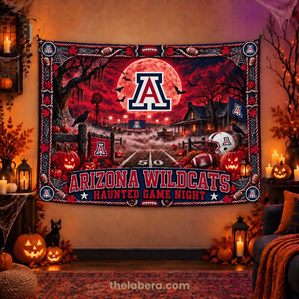 Arizona Wildcats Haunted Game Night Wall Tapestry