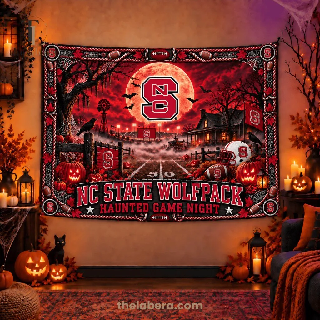 NC State Wolfpack Haunted Game Night Wall Tapestry