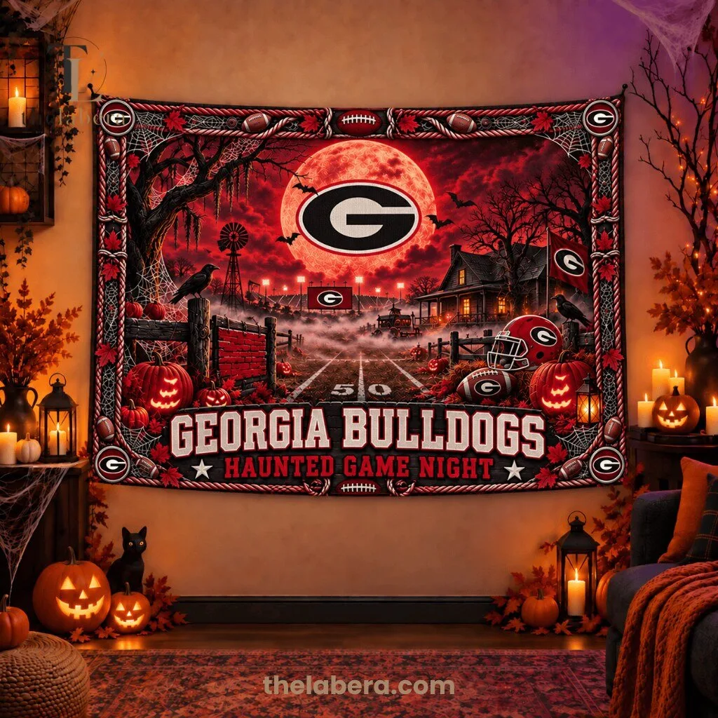 Georgia Bulldogs Haunted Game Night Wall Tapestry
