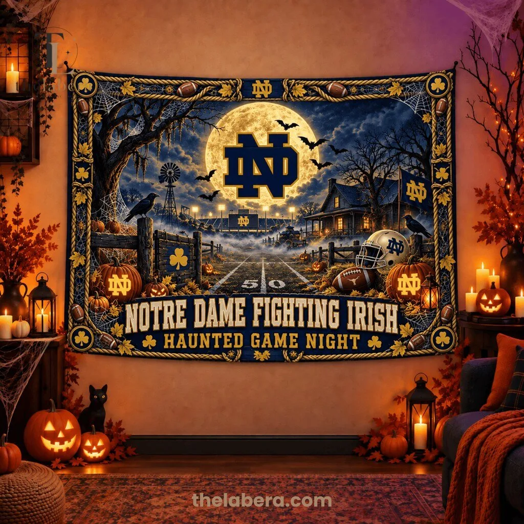 Notre Dame Fighting Irish Haunted Game Night Wall Tapestry