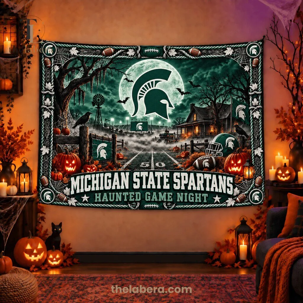 Michigan State Spartans Haunted Game Night Tapestry Banner