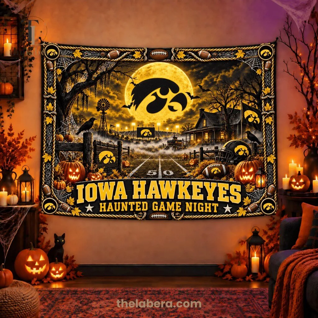 Iowa Hawkeyes Haunted Game Night Tapestry Banner