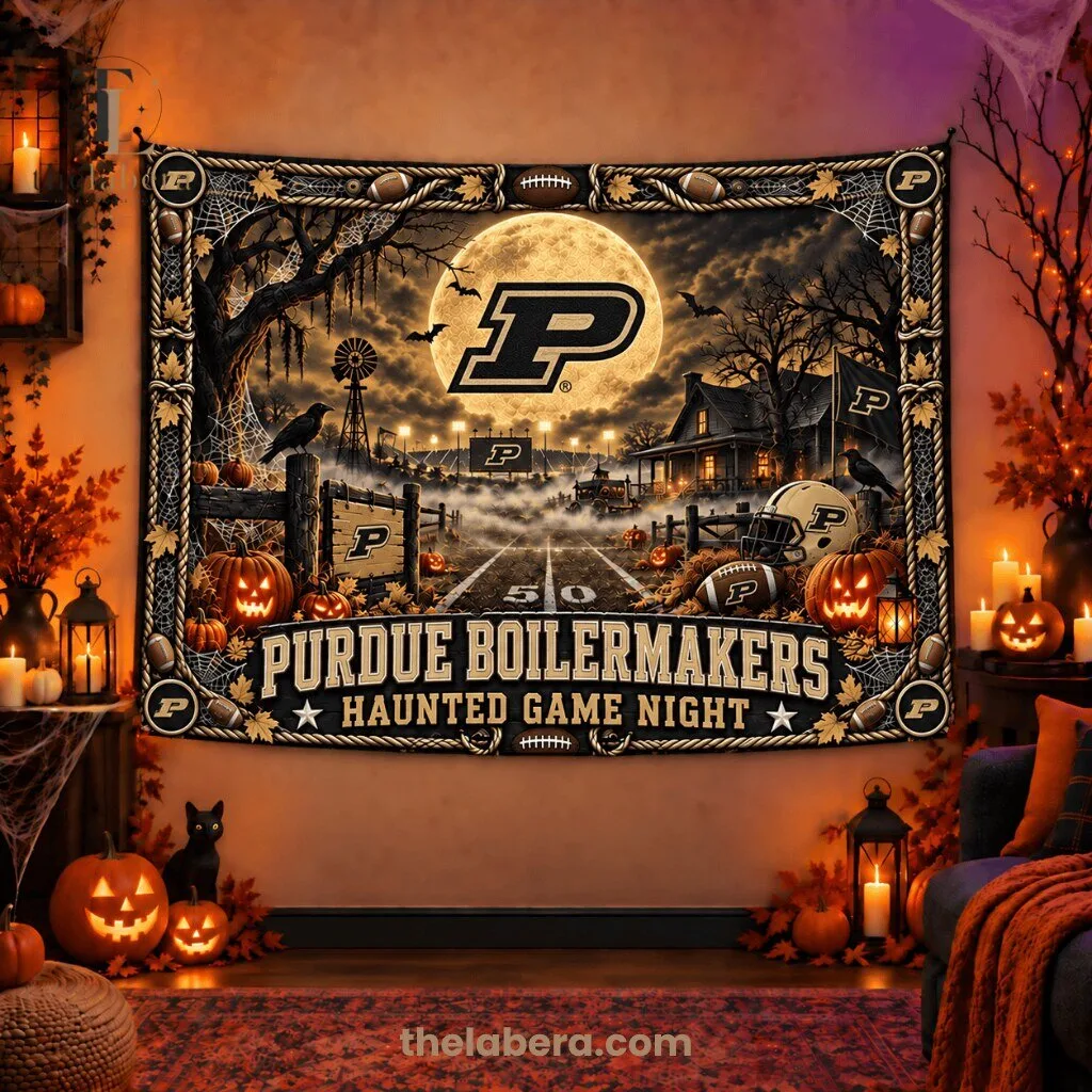 Purdue Boilermakers Haunted Game Night Tapestry Banner