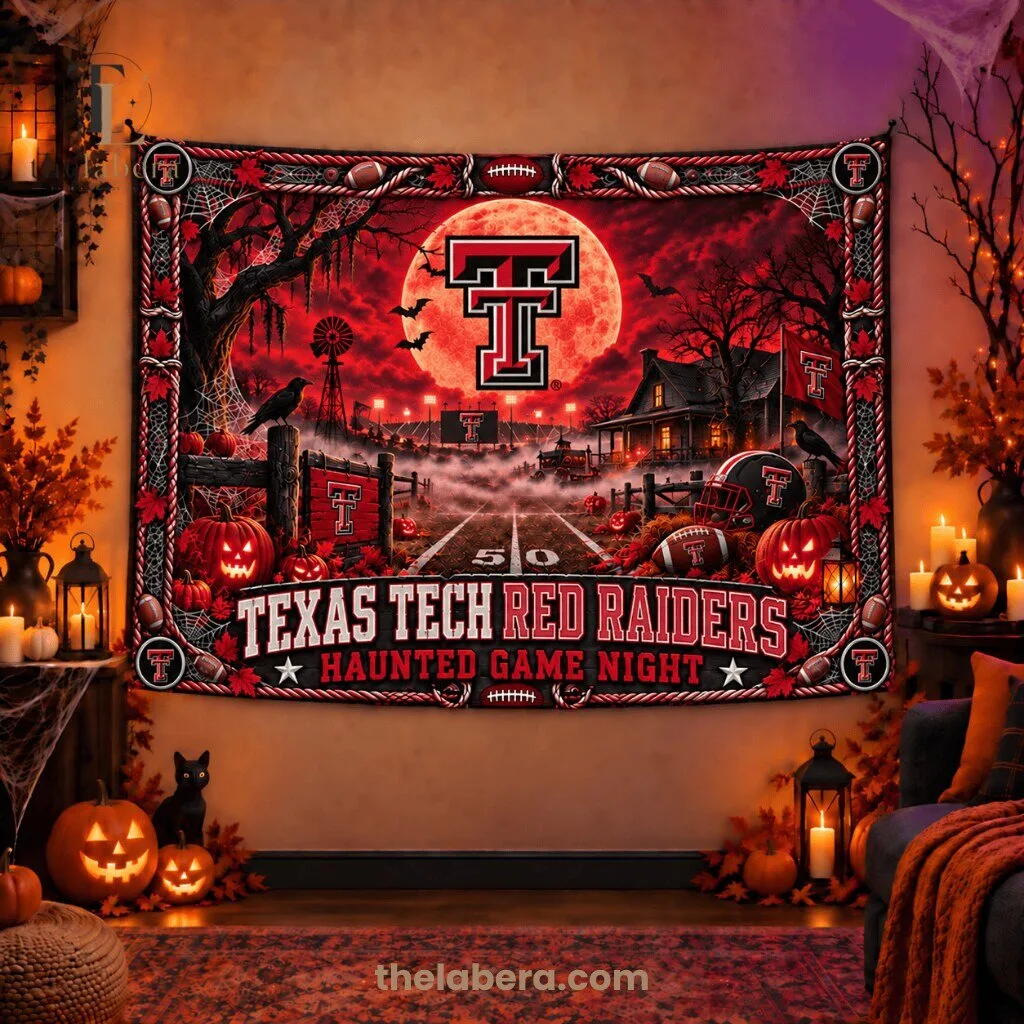 Texas Tech Red Raiders Haunted Game Night Tapestry Banner