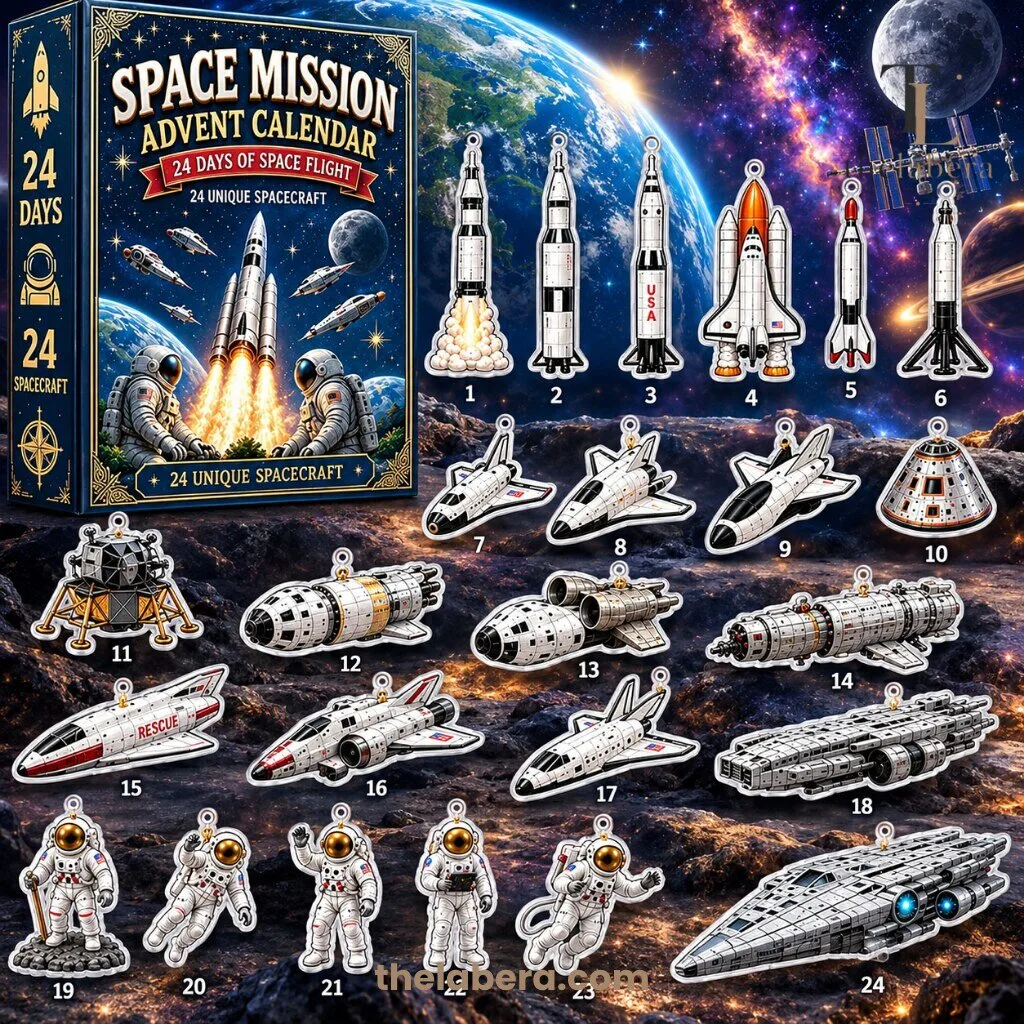 Space Mission Advent Calendar with 24 Unique Spacecraft and Astronaut Collectible Figurines
