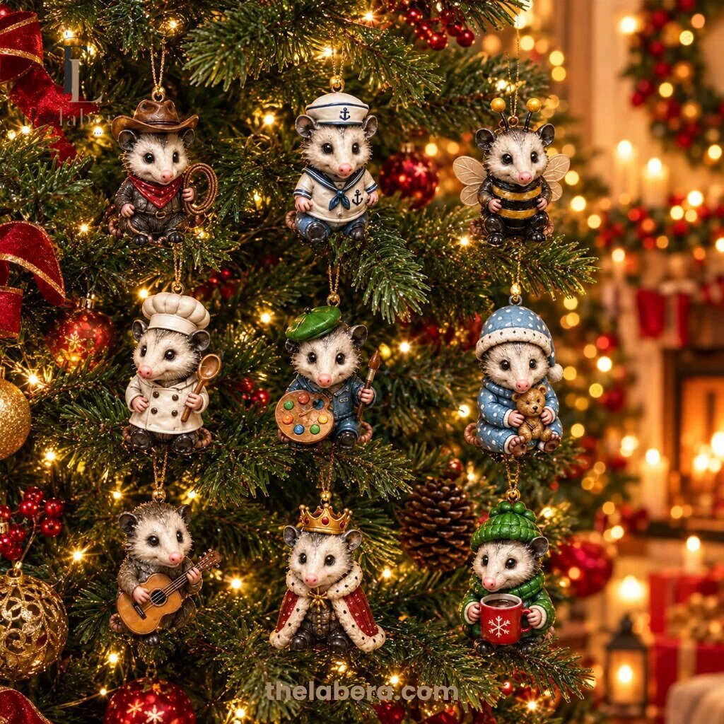 24 Days of Opossum Magic Advent Calendar with 24 Collectible Opossum Figures 9 Opossum magic advent calendar box with collectible opossum figures displayed on a wooden desk with holiday decor