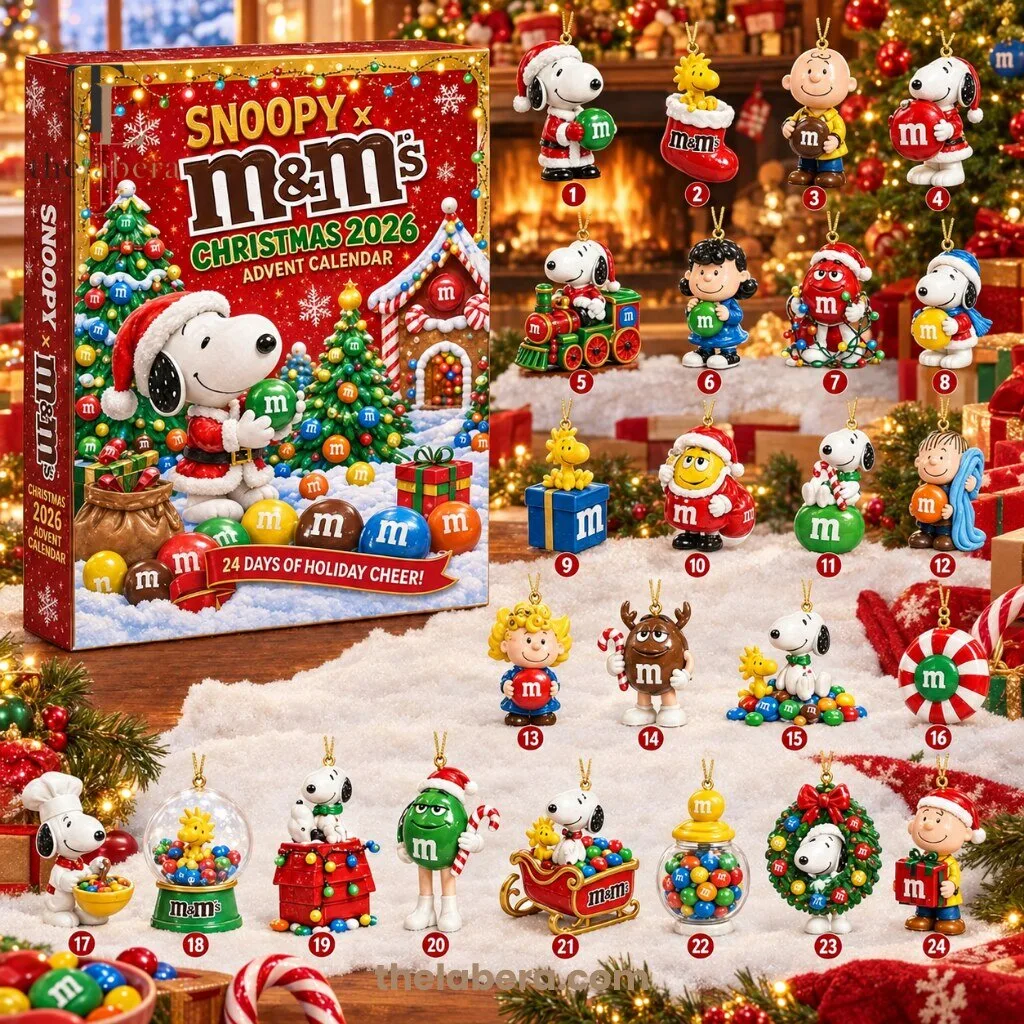 Snoopy M&M's Christmas 2026 Advent Calendar with 24 Collectible Ornaments 3 Snoopy M&M's Christmas 2026 Advent Calendar with 24 Collectible Ornaments