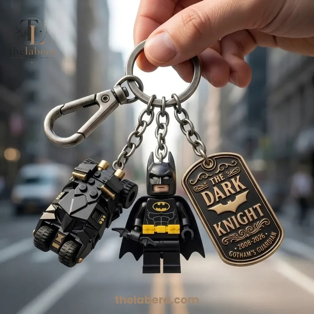Batman The Dark Knight Keychain Lego Batmobile Minifigure 2008-2026