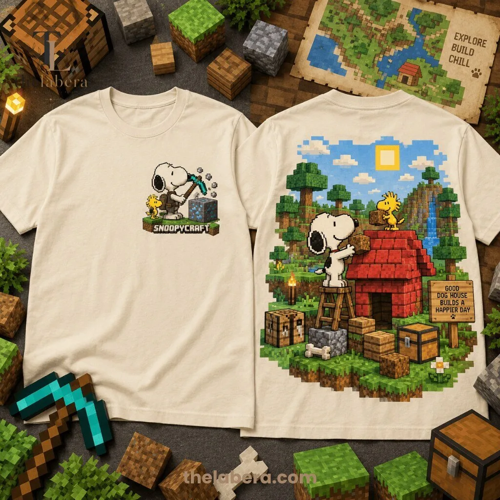 The Labera Snoopycraft Pixel Doghouse Graphic T-Shirt