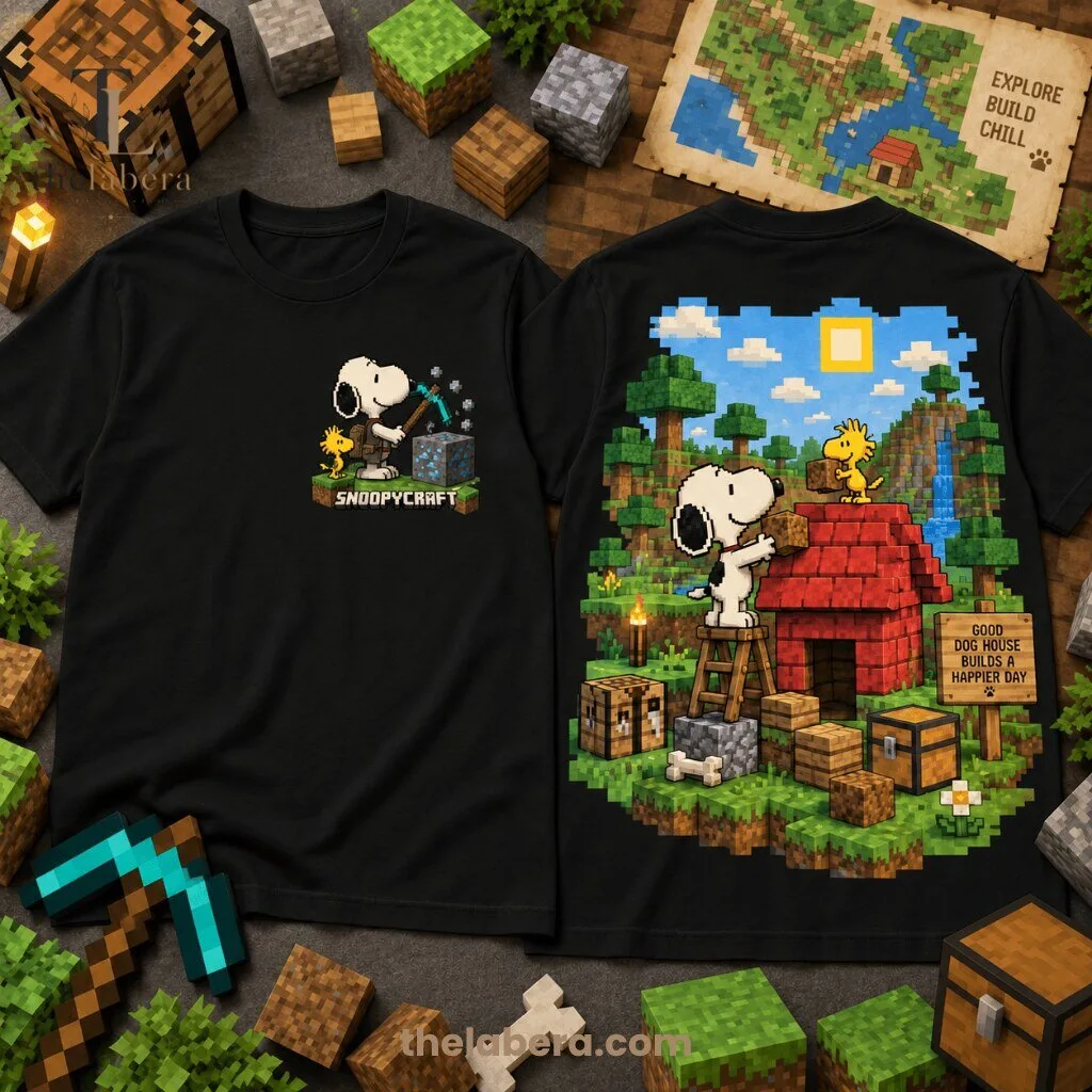 The Labera Snoopycraft Pixel Doghouse Graphic T-Shirt