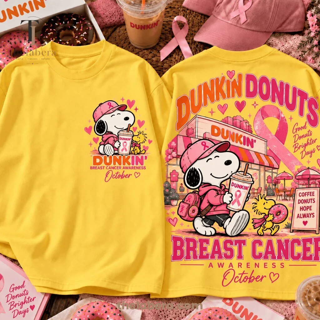 The Labera Snoopy Pink Ribbon Breast Cancer Awareness T-Shirt