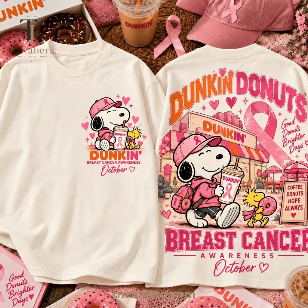 The Labera Snoopy Pink Ribbon Breast Cancer Awareness T-Shirt
