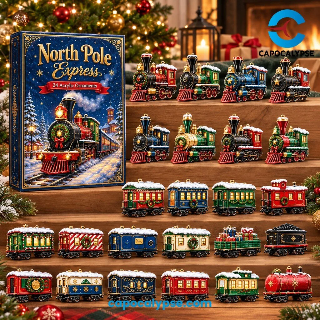 "Top 5 Unique Advent Calendars and Pop Culture Gift Ideas 2023" 3 North Pole Express Advent Calendar with 24 Acrylic Train Ornaments