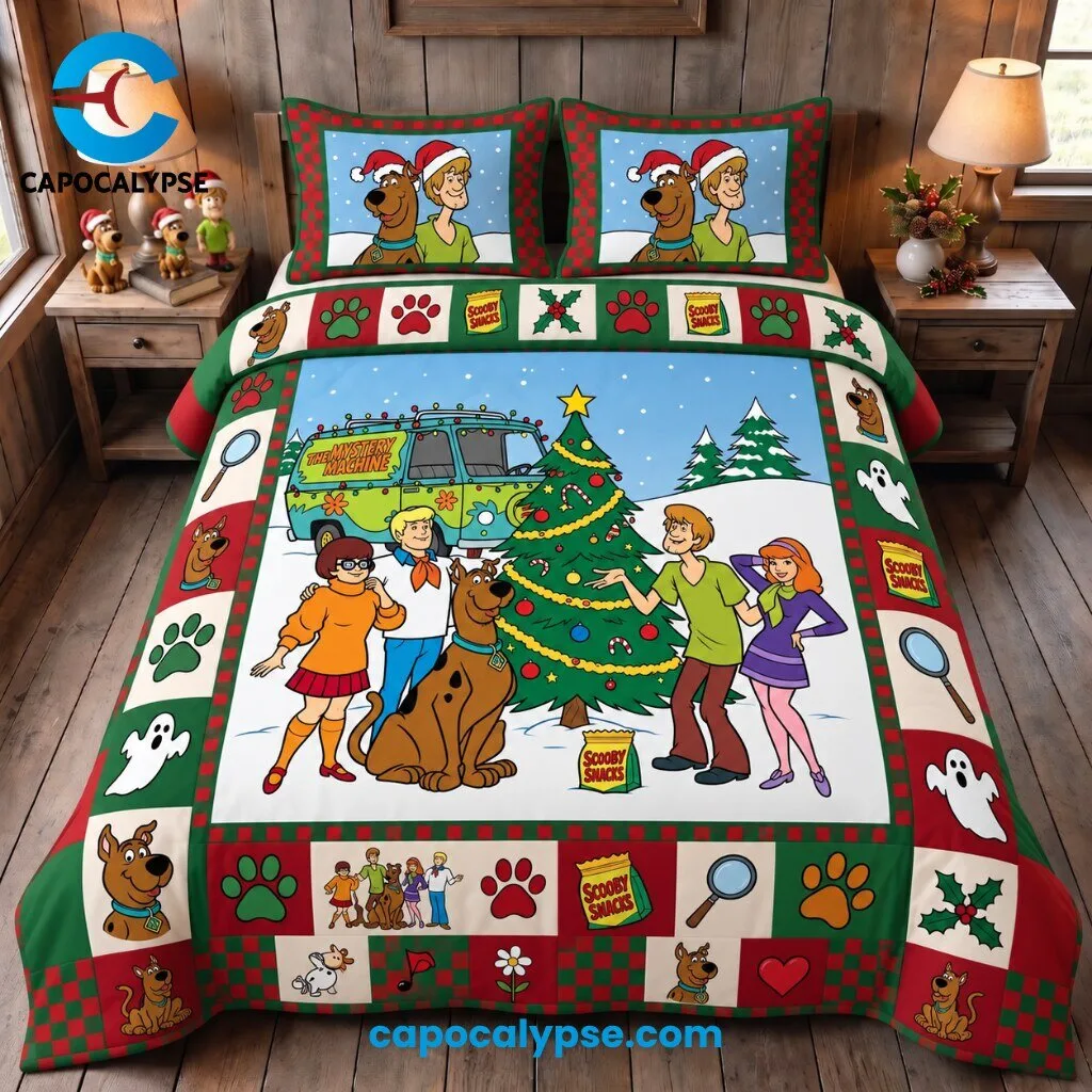"Top 5 Unique Advent Calendars and Pop Culture Gift Ideas 2023" 5 Scooby-Doo Christmas Bedding Set with Mystery Machine and Pillow Shams