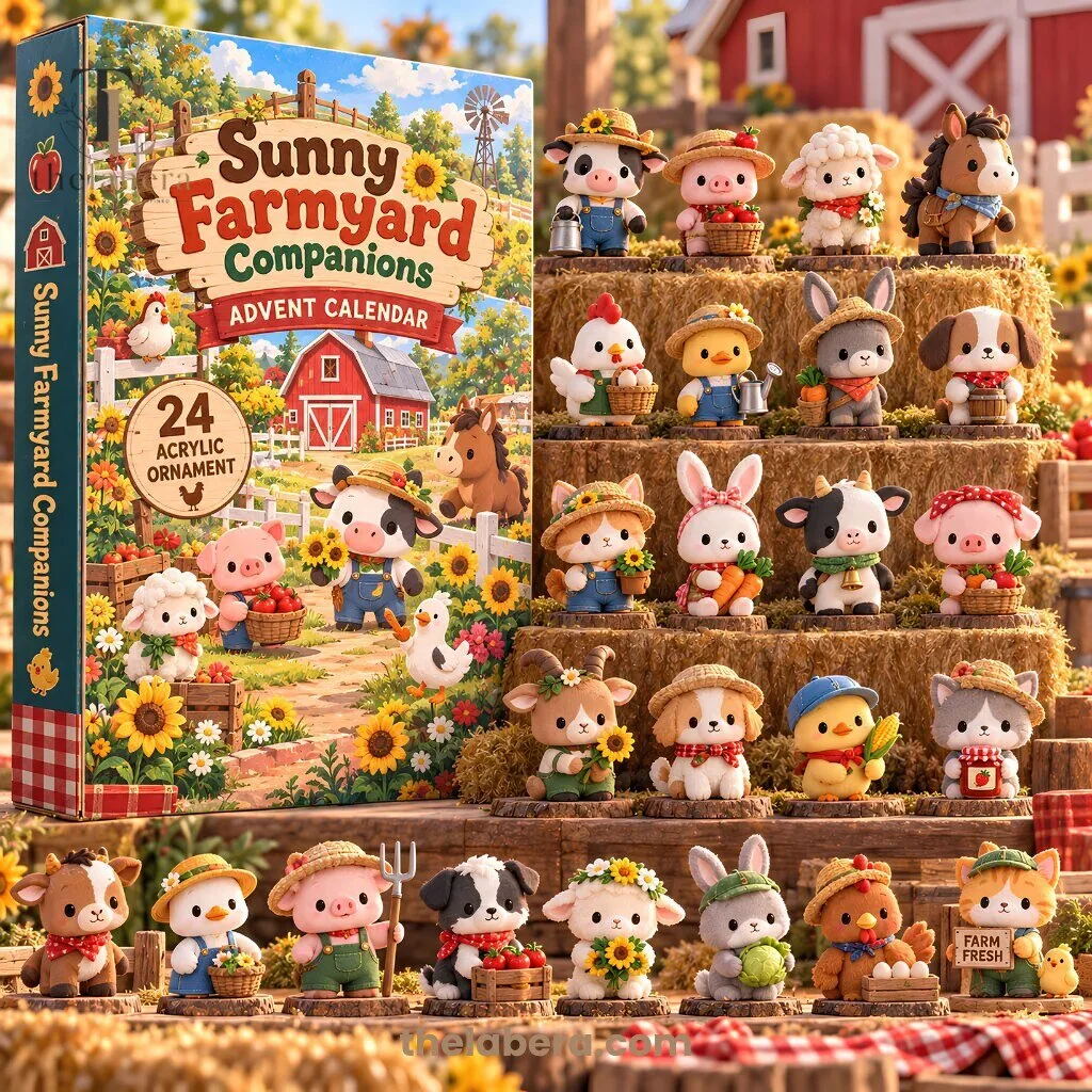 The Labera Sunny Farmyard Companions Advent Calendar 24 Acrylic Ornaments